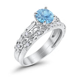 Art Deco Two-Piece Engagement Ring Simulated CZ Sterling Silver