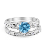 Art Deco Two-Piece Engagement Ring Simulated CZ Sterling Silver
