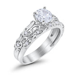 Art Deco Two-Piece Engagement Ring Simulated CZ Sterling Silver