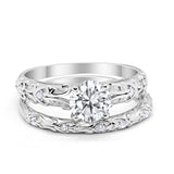 Art Deco Two-Piece Engagement Ring Simulated CZ Sterling Silver