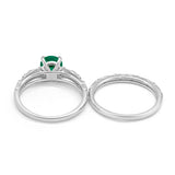 Art Deco Two-Piece Engagement Ring Simulated CZ Sterling Silver