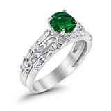 Art Deco Two-Piece Engagement Ring Simulated CZ Sterling Silver