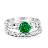 Art Deco Two-Piece Engagement Ring Simulated CZ Sterling Silver