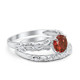 Art Deco Two-Piece Engagement Ring Simulated CZ Sterling Silver