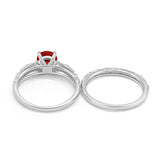 Art Deco Two-Piece Engagement Ring Simulated CZ Sterling Silver