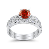 Art Deco Two-Piece Engagement Ring Simulated CZ Sterling Silver