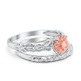 Art Deco Two-Piece Engagement Ring Simulated CZ Sterling Silver