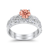 Art Deco Two-Piece Engagement Ring Simulated CZ Sterling Silver