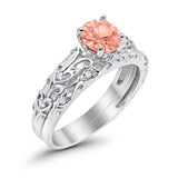 Art Deco Two-Piece Engagement Ring Simulated CZ Sterling Silver