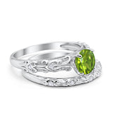 Art Deco Two-Piece Engagement Ring Simulated CZ Sterling Silver