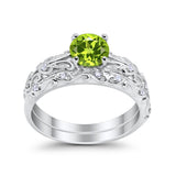 Art Deco Two-Piece Engagement Ring Simulated CZ Sterling Silver