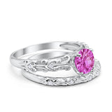 Art Deco Two-Piece Engagement Ring Simulated CZ Sterling Silver