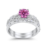 Art Deco Two-Piece Engagement Ring Simulated CZ Sterling Silver