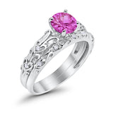 Art Deco Two-Piece Engagement Ring Simulated CZ Sterling Silver