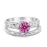 Art Deco Two-Piece Engagement Ring Simulated CZ Sterling Silver