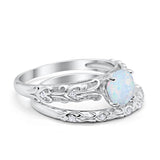 Art Deco Two-Piece Engagement Ring Simulated CZ Sterling Silver
