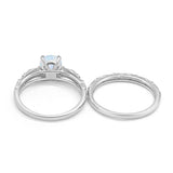 Art Deco Two-Piece Engagement Ring Simulated CZ Sterling Silver