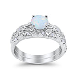 Art Deco Two-Piece Engagement Ring Simulated CZ Sterling Silver