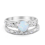 Art Deco Two-Piece Engagement Ring Simulated CZ Sterling Silver