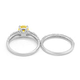 Art Deco Two Piece Engagement Ring Round Simulated CZ 925 Sterling Silver
