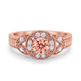 Halo Art Deco Wedding Engagement Bridal Ring Solid Simulated Cubic Zirconia 925 Sterling Silver