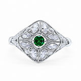Art Deco Ring Marquise Filigree Round Cubic Zirconia 925 Sterling Silver Choose Color