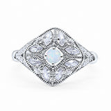 Art Deco Ring Marquise Filigree Round Cubic Zirconia 925 Sterling Silver Choose Color