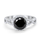 Art Deco Halo Infinity Engagement Wedding Ring Round Cubic Zirconia Solid 925 Sterling Silver Choose Color