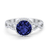 Art Deco Halo Infinity Engagement Wedding Ring Round Cubic Zirconia Solid 925 Sterling Silver Choose Color