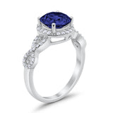Art Deco Halo Infinity Engagement Wedding Ring Round Cubic Zirconia Solid 925 Sterling Silver Choose Color