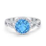 Art Deco Halo Infinity Engagement Wedding Ring Round Cubic Zirconia Solid 925 Sterling Silver Choose Color