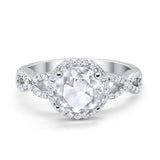Art Deco Halo Infinity Engagement Wedding Ring Round Cubic Zirconia Solid 925 Sterling Silver Choose Color