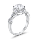 Art Deco Halo Infinity Engagement Wedding Ring Round Cubic Zirconia Solid 925 Sterling Silver Choose Color