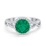Art Deco Halo Infinity Engagement Wedding Ring Round Cubic Zirconia Solid 925 Sterling Silver Choose Color