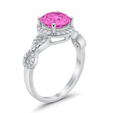 Art Deco Halo Infinity Engagement Wedding Ring Round Cubic Zirconia Solid 925 Sterling Silver Choose Color