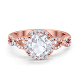 Art Deco Halo Infinity Engagement Wedding Ring Round Cubic Zirconia Solid 925 Sterling Silver Choose Color