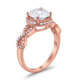 Art Deco Halo Infinity Engagement Wedding Ring Round Cubic Zirconia Solid 925 Sterling Silver Choose Color