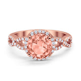 Art Deco Halo Infinity Engagement Wedding Ring Round Cubic Zirconia Solid 925 Sterling Silver Choose Color