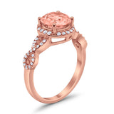 Art Deco Halo Infinity Engagement Wedding Ring Round Cubic Zirconia Solid 925 Sterling Silver Choose Color