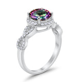 Art Deco Halo Infinity Engagement Wedding Ring Round Cubic Zirconia Solid 925 Sterling Silver Choose Color