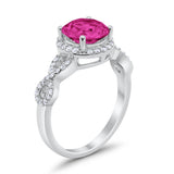 Art Deco Halo Infinity Engagement Wedding Ring Round Cubic Zirconia Solid 925 Sterling Silver Choose Color