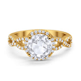 Art Deco Halo Infinity Engagement Wedding Ring Round Cubic Zirconia Solid 925 Sterling Silver Choose Color