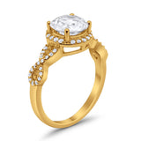 Art Deco Halo Infinity Engagement Wedding Ring Round Cubic Zirconia Solid 925 Sterling Silver Choose Color