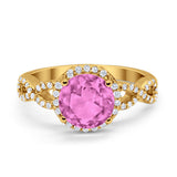 Art Deco Halo Infinity Engagement Wedding Ring Round Cubic Zirconia Solid 925 Sterling Silver Choose Color