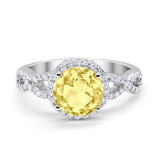 Art Deco Halo Infinity Engagement Wedding Ring Round Cubic Zirconia Solid 925 Sterling Silver Choose Color