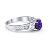 Three Stone Wedding Ring Round Simulated Cubic Zirconia 925 Sterling Silver