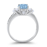 Three Stone Wedding Ring Round Simulated Cubic Zirconia 925 Sterling Silver