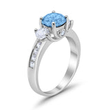 Three Stone Wedding Ring Round Simulated Cubic Zirconia 925 Sterling Silver