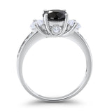 Three Stone Wedding Ring Round Simulated Cubic Zirconia 925 Sterling Silver