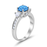 Three Stone Wedding Ring Round Simulated Cubic Zirconia 925 Sterling Silver